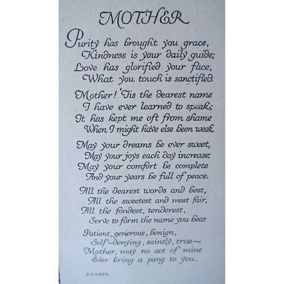 Antique Print Mother Poem Wood Frame 1920 - Picture 2 of 5